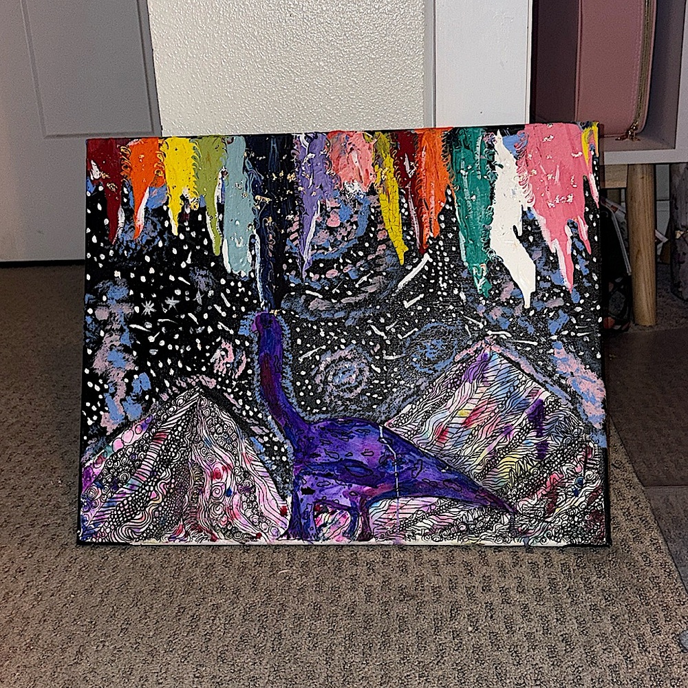 The painting is for sale. It’s called. Trippy planet  in the galaxy.